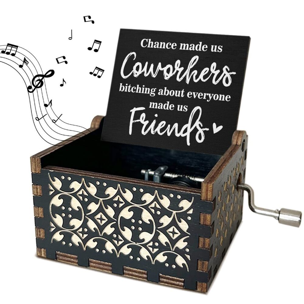5945 Chance Made Us Colleagues Wooden Music Box with Handle Coworker